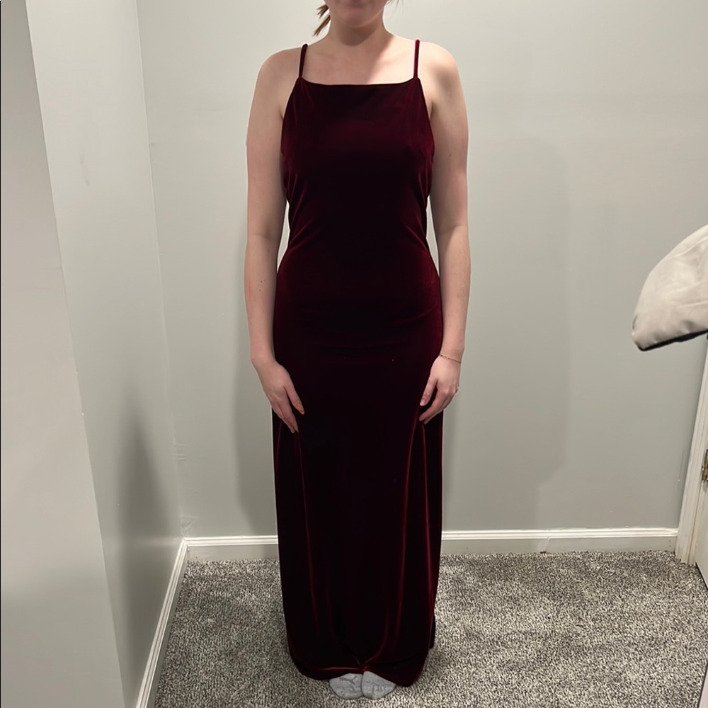 Vintage 90s Burgundy Velvet Dress